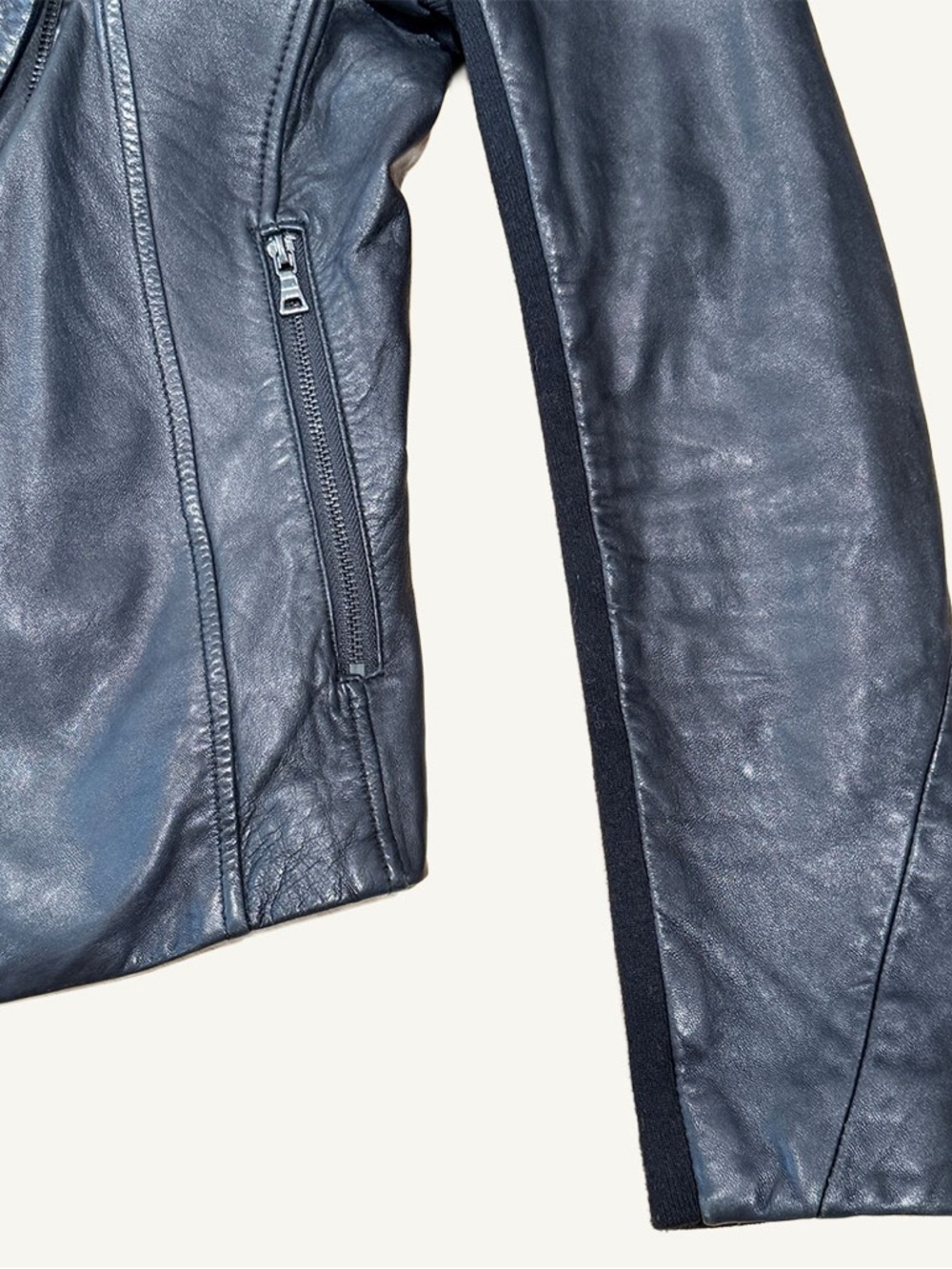 Barneys New York Leather Jacket Black Zip Off Collar Small - Picture 9 of 12